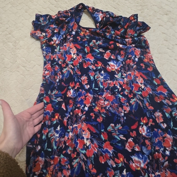 Cuddl Duds Flexwear Blue Floral Swing Cozy Dress, Size Medium - Picture 7 of 7